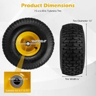 15x6 00-6tubeless Tires wheels 2 Pack  4 Pr ply Pneumatic Tires W 3 centered Hub