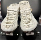 Riedell 595 White Men   s Sz 6 5 Speed Skates With Sure Grip Powertrac Plates