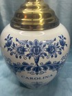 Delft Pottery Carolina Tobacco Jar With Brass Lid Vintage 200 0