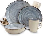 Round Stoneware Luxurious Mellow Dinnerware Dish Set 16 Piece Plate Bowl Mugs