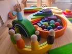 Wooden Rainbow Stacker   Grimms Style Rainbow   Montessori Wooden Toy   70 Pcs