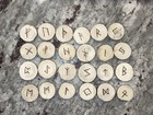 Handmade Drift Wood Elder Futhark Rune Stone Set With Handmade Storage Pouch