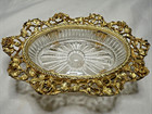 Matson Brass Footed Soap Dish 6  Roses Ormolu Oval Bathroom Hollywood Regency