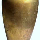 Antique Japanese Bronze Vase Etched Pagoda Landscape Signed Meiji Trench Art Sty