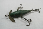 Antique South Bend Underwater Minnow 3 Hook Green Crackle Fishing Lure