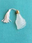 Vintage Miniature Perfume Bottle - Sea Shell Shaped  frosted Glass  tassel Top