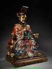 19 6  old Chinese Bronze Painting Gilt Fengshui Dragon King Statue Sculpture