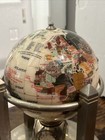 Vtg Mother Of Pearl Inlay Rotating Globe With 3 Clocks   Thermometer Heavy Base