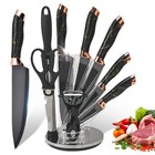 9pcs Upgraded Kitchen Knife Set Stainless Steel Chef Knives W  Sharpener   Block