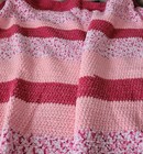 Handmade Crochet Baby Blanket 30x38  Pink White Soft New Soft Baby Shower Gift