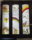 Vintage 2 Folding Stained Glass Window Panels shutters 24 1 4 X 29