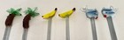 Lot Of 6 Vintage Hand Blown Glass Swizzle Stir Sticks Pineapple Banana Fish