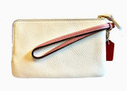 New Coach Double Corner  Zip Wristlet In Colorblock Chalk  Red  Pink nwt 91622