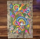 Vintage Pacific Islands Tapa Bark Cloth 23    X 16    Flower Bird Animal Folk Art