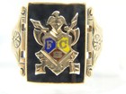 Vintage 14 K Yellow Gold Fcb Knights Of Pythias Shield Onyx Sz 9 Ring