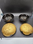 2 Antique Chinese Black Lacquer Boxes With Golden Floral Lids 5    4 