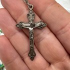 Vintage Rosary Set Green Faceted Beads Silver Cross Catholic Jesus Italy W case