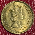 High Grade  Au 1960 Hong Kong 10 Cents Coin-jun333