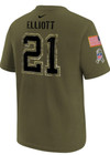 Dallas Cowboys Nike Salute To Service Ezekiel Elliott Player T-shirt- Olive