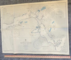 Vintage Hydrographic Chart Okisollo Channel British Columbia Canada 1940s Ww2