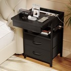 Nightstand With Sliding Top End Table With Charging Station   2 Drawers Black