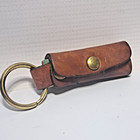 Vtg 70s Leather Phone Book Keychain Brass Hardware Mini Address Numbers Memo Pad