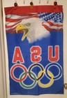 Olympics Symbols With Usa Flag And Eagle  House Flag  41  X  27 5 