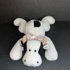 Cow Stuffed Animal Toy Ty Pillow Pals Moo 14  Black White Pink Bow 1994 Plush