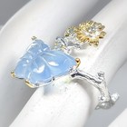 Carving 10 Ct Natural Aquamarine Ring 925 Sterling Silver Size 8  r436414