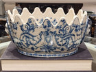 Chinese Reproduction Blue And White Azure Casey Porcelain Scallop Planter-9  l