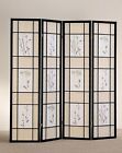 4   3 Panel Wood Shoji Screen Room Divider Flowered Design
