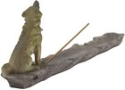 Ebros Sitting Alpha Gray Wolf Howling By The Creek Incense Burner Holder