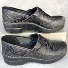 Dansko Professional Clogs Womens Size 39 U S 8 5 Black Leather Floral Print Shoe