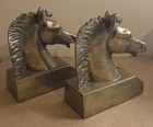 Vintage Brass Horses Bookends Horse Heads Stallion  Made In Korea