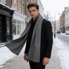 Men Long Scarf Cashmere-feel Classic Scarves For Cold Weather 70 9 11 8  Grey