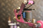 Hand-made Tattoo Machine Pink And Black Carved With Rca Adapter Shader