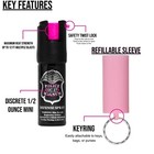 Police Magnum Mini Pepper Spray Self Defense- 3 Pack  50 Oz Key Ring Pink Sleeve