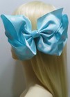 2 Pcs 7  Light Blue Polka Dots Big  Lady Girl Large Jumbo Clip Hair Bow Ribbon  