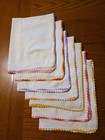 Vintage Crocheted Edge Cotton Dish Towels Lot Of 9 Handmade