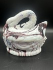Hsinchu Glass Taiwan  Vintage Purple  wht Slag Milk Glass Nesting Swan 