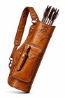 Full-grain Leather Archery Quiver - Traditional 4-tube Hunting Quiver