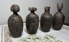 Complete Set 4 Antique Grand Tour Or Egyptian Revival Stone    Canopic Jar Rare