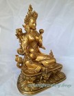 Antique Excellent Tibetan Green Tara Buddha Pure Bronze Old Buddhism Statuelucky