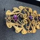 Antique Gold Gilt Purple Stone Belt Buckle Open Work Art Deco Style