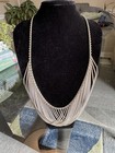 Vintage Multi Strand Bib Cascade Necklace 18 Inch Silver Tone