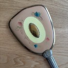 Vintage 1950s 60s Pink Floral Hand Mirror Vanity Silver Tone Metal Mcm 13   
