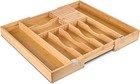 Bamboo Cutlery Flatware Utensil Tray Drawer Kitchen Organizer W  Knife Block