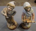 Antique Mauger   Fils French Bisque Porcelain Figurines Pair Victorian Boy Girl