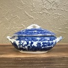 Old Miniature Blue Willow Porcelain Tureen With Lid - Made In Japan 