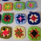 Granny Squares Lot Of 24 Pieces Crochet Afghan Scarf Pillows Bags 